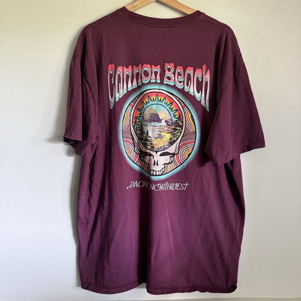 Cannon Beach Parody Grateful Dead Band T-Shirt XL  Maroon‎ VTG RARE